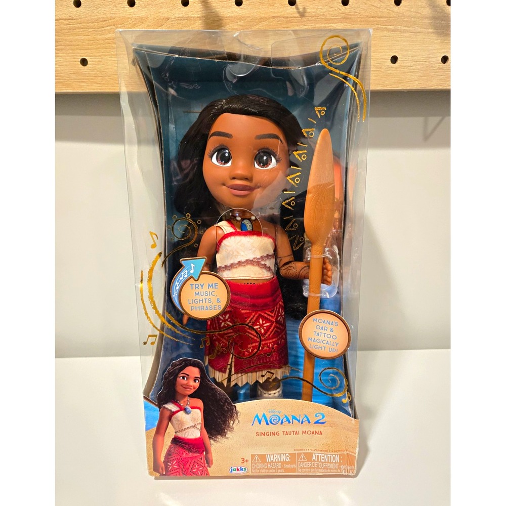 Disney Moana 2 Singing Tautai Moana Doll Light-Up Oar & Tattoo Jakks